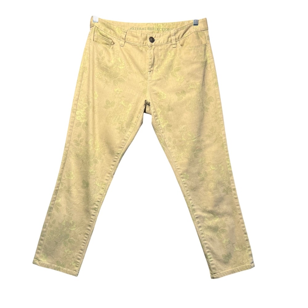 Natural Reflections Women's Size 8 Floral‎ Print Straight Leg Pants Tan